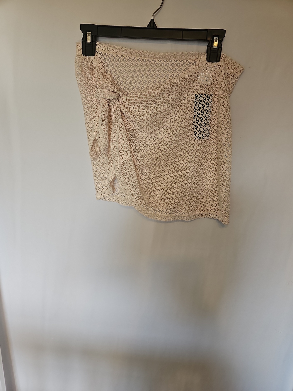 wild fable Beige Open-Knit Tie Mini Skirt